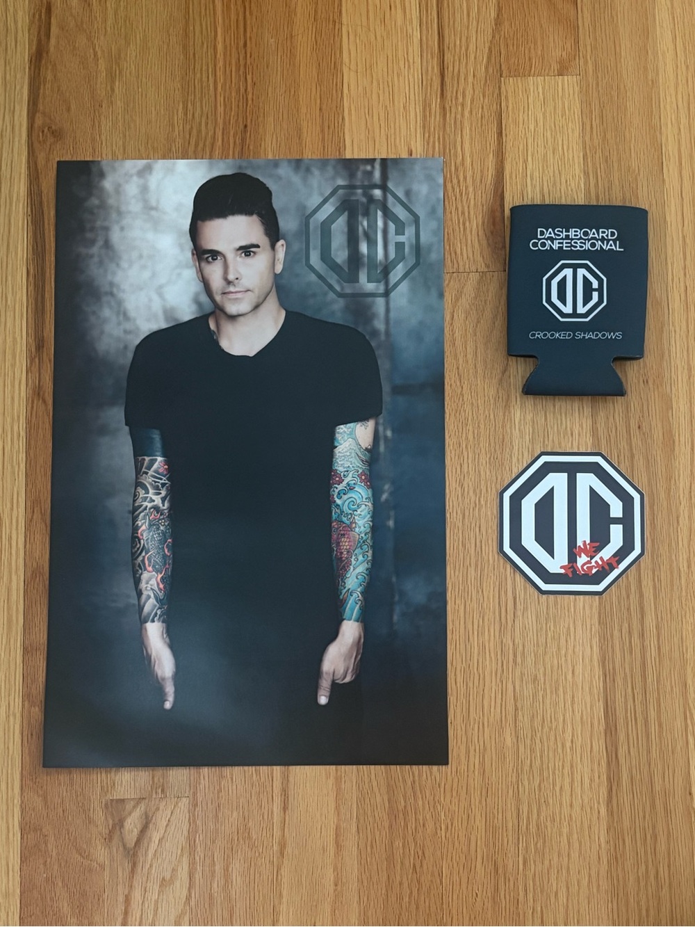 Dashboard Confessional band bundle - double-sided poster, koozy, sticker, pin